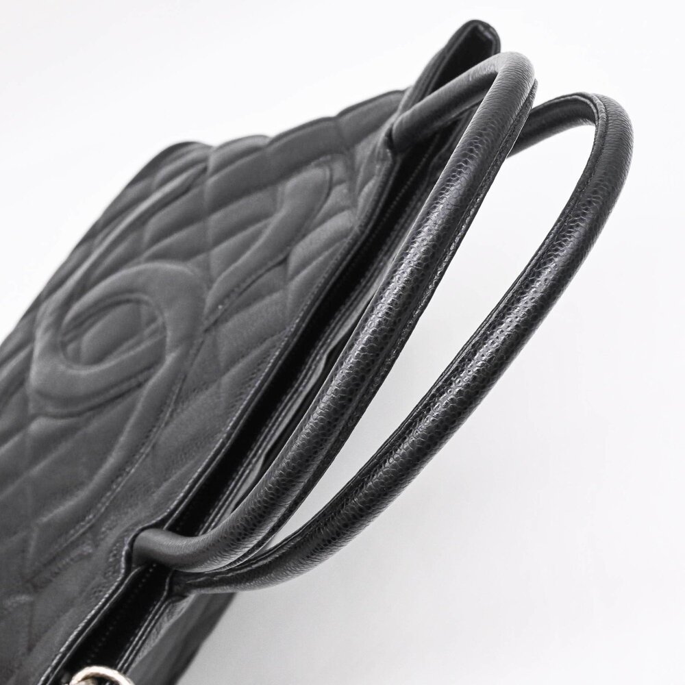 CHANEL Black Caviar Leather Logo Tote Bag - Picture 6 of 15